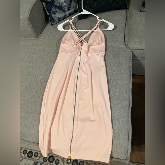 Cute Light Pink Crossover Dress - Picture 2 of 2